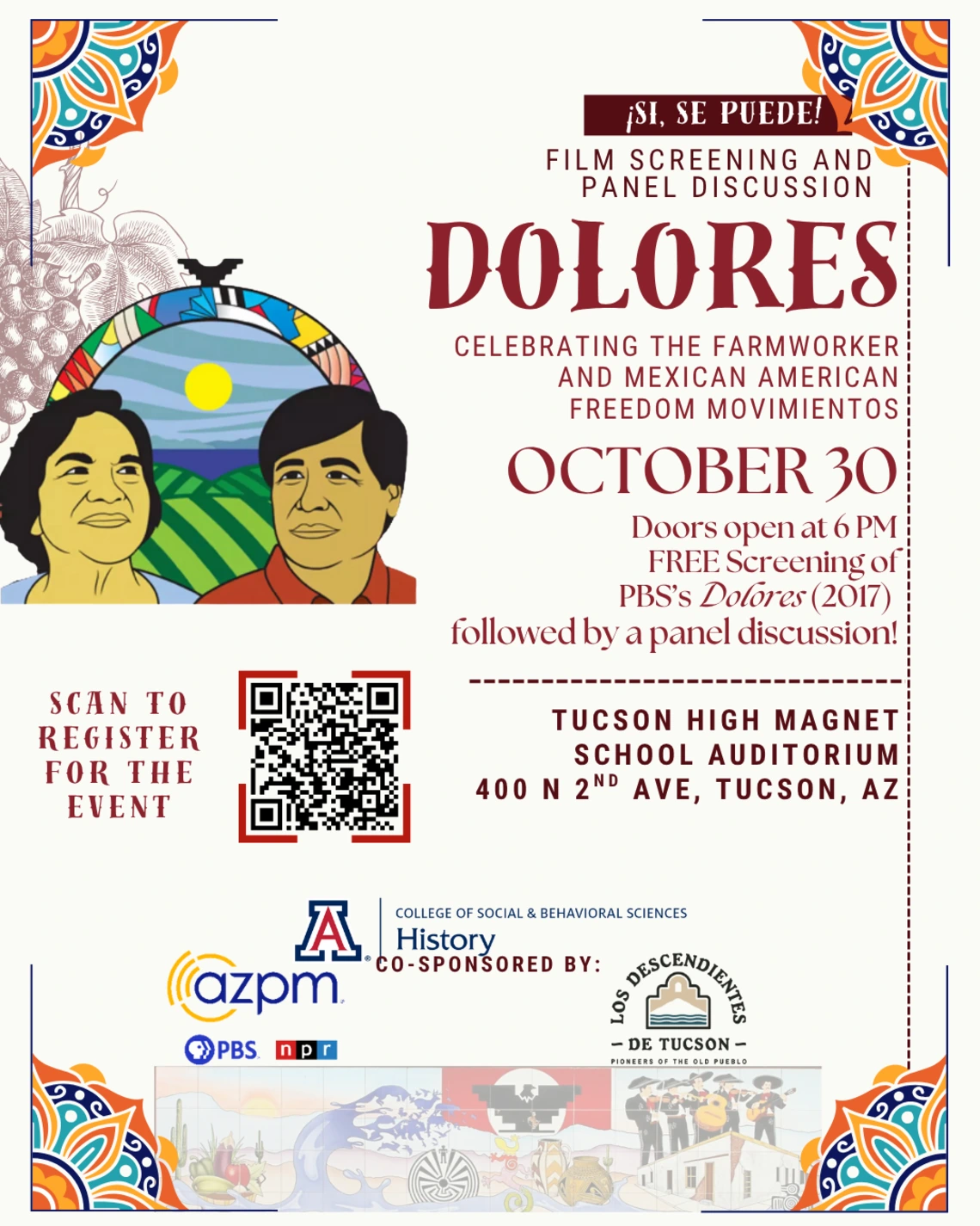 PBS's Dolores (2017) Screening and panel flyer