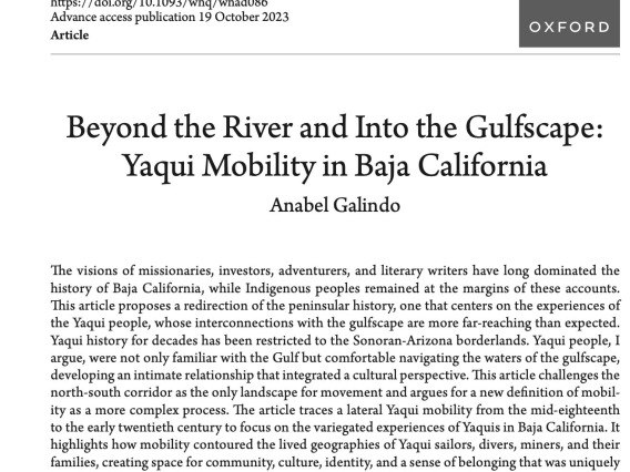 Beyond the River and Into the Gulfscape: Yaqui Mobility in Baja California_Anabel Galindo Article_Fall 2023